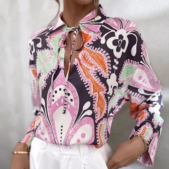 Zara Top and Pant Set XS Printed Linen Spain Groovy 70s 60s Boho Colorful Unique - Picture 13 of 16